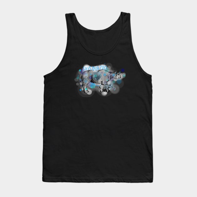 Day 3- Eastern Black Rhino Watercolour Tank Top by CelticDragoness